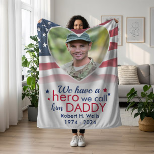 Hero Daddy Veteraan Gepersonaliseerde Amerikaanse Fleece Deken