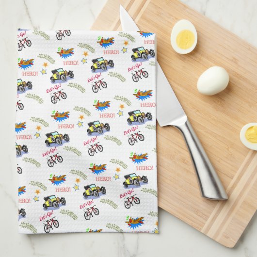 Hero Fiets Auto Vliegtuig Keuken Handdoek (Quarter Fold)