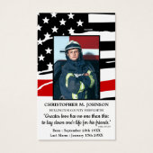 Hero Firefighter Memorial Prayer Kaart (Voorkant)