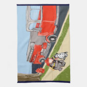 Hero Fireman & Dalmatian Kitchen Towel Theedoek (Verticaal)