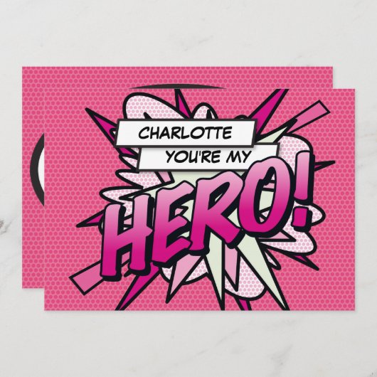 HERO Fun Retro Stripboek Pop Art Kaart (Voorkant / Achterkant)