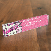 HERO Fun Retro Stripsboek Roze Naambordje (Zijkant)