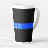 Hero in blauw politie met blauwlijnmonogram latte mok (Rechterhoek)
