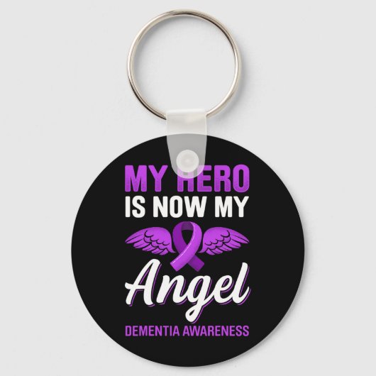 Hero is nu mijn Angel Dementie Awareness Alzheimer Sleutelhanger (Voorkant)