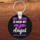 Hero is nu mijn Angel Dementie Awareness Alzheimer Sleutelhanger (Voorkant)