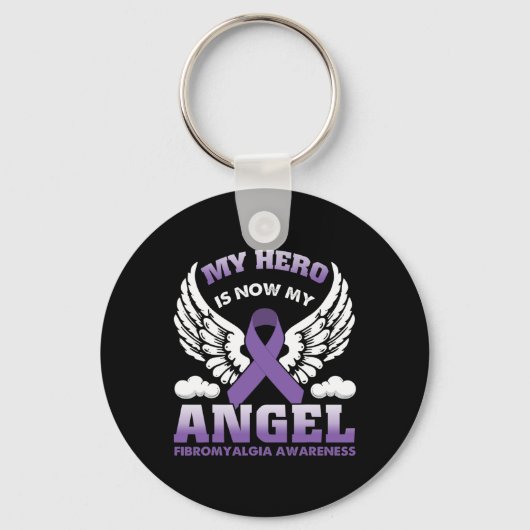 Hero is nu mijn engel fibromyalgie bewustzijnsdag  sleutelhanger (Voorkant)