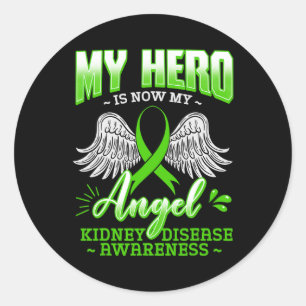 Hero is nu mijn engel nierziekte groen lint G Ronde Sticker
