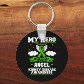 Hero is nu mijn engel nierziekte wolken groen R Sleutelhanger (Voorkant)