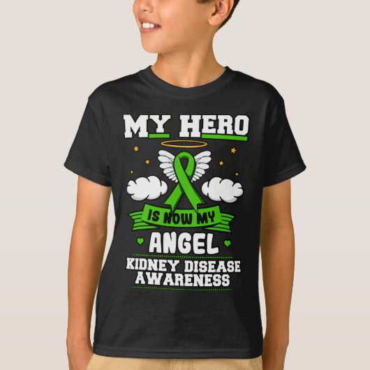 Hero is nu mijn engel nierziekte wolken groen R T-shirt (Voorkant)