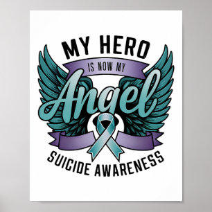 Hero is nu mijn engel zelfmoordbewustzijn Paarse T Poster