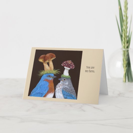 Hero-kaart met blauwvogels bedankkaart (Voorkant)