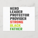 Hero Leader Protector Sterke zwarte vader Briefkaart<br><div class="desc">funny, father, day, juneteenth, army, hero, gift, birthday, patriotic, black</div>