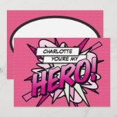 HERO Leuke Retro Stripboek Pop Art Kaart (Voorkant / Achterkant)