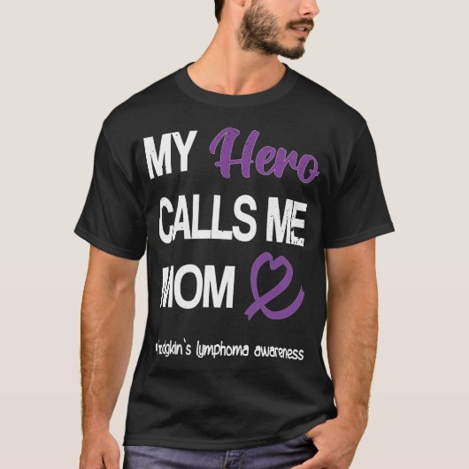 Hero noemt me mama Hodgkin's Lymphoma Warrior Purp T-shirt (Voorkant)
