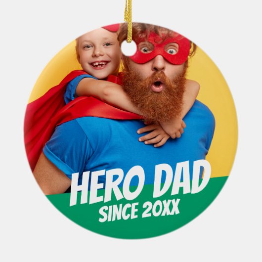 Hero Pap sinds 20XX Modern Cool Simple Keramisch Ornament (Achterkant)