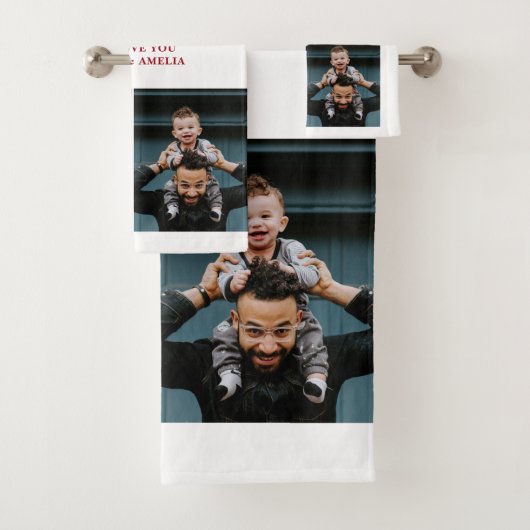 Hero Papa Vader Dag 2 Foto Collage Bad Handdoek (Insitu)