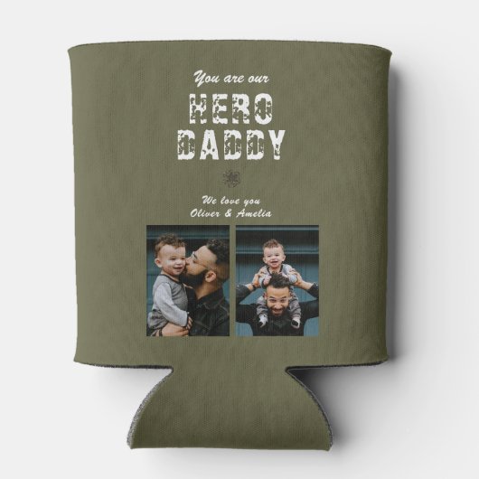 Hero Papa Vader Dag 2 Foto Collage Blikjeskoeler (Achterkant)