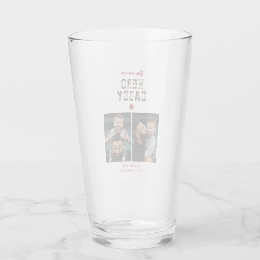 Hero Papa Vader Dag 2 Foto Collage Glas (Achterkant)