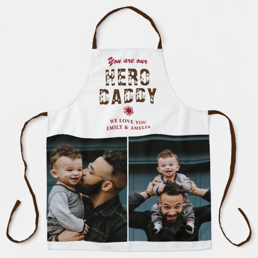 Hero Papa Vader Dag 2 Foto Collage Schort (Voorkant)