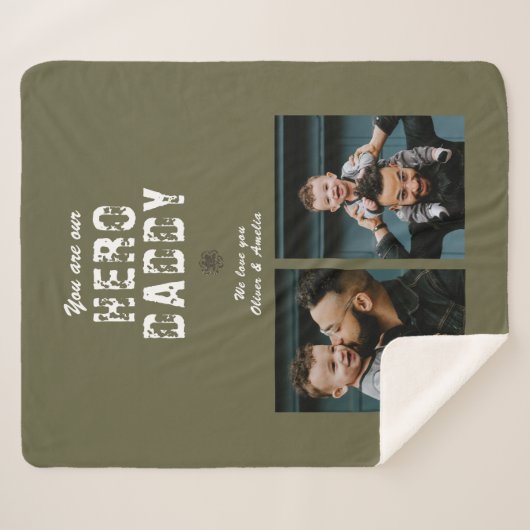 Hero Papa Vader Dag 2 Foto Collage Sherpa Deken (Voorkant (horizontaal))