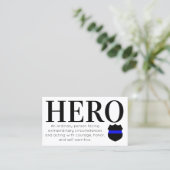 Hero Politieagent Thin Blue Line Dank u Visitekaartje (Staand voorkant)