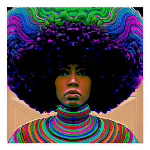 Hero regenboog haar zwart melanine afro koningin k perfect poster