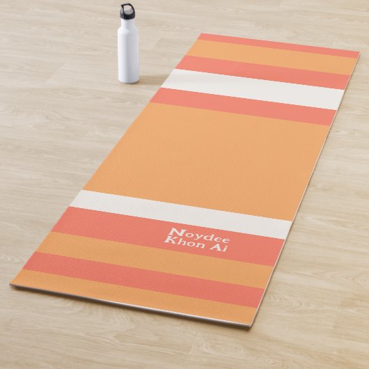 Hero Stripes Horizontal Lines Red Orange White Yogamat (In situ)