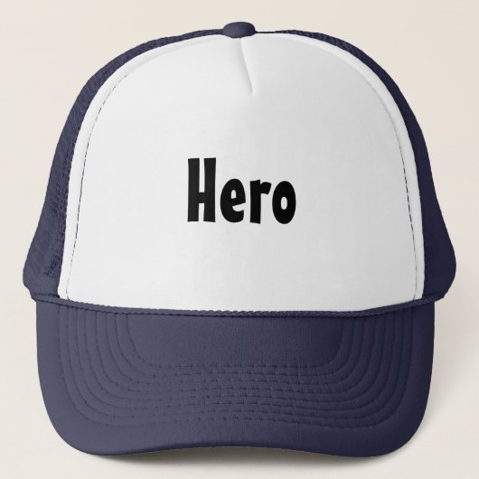 Hero Tekst Naam met Wit en Navy Kleur Trucker Pet (Voorkant)