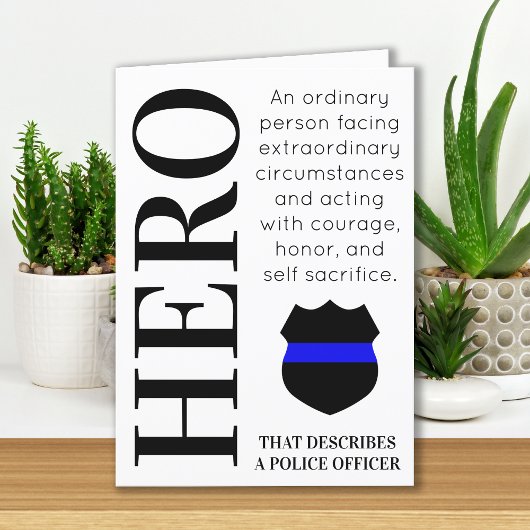 Hero Thin Blue Line gepersonaliseerde politieagent Bedankkaart