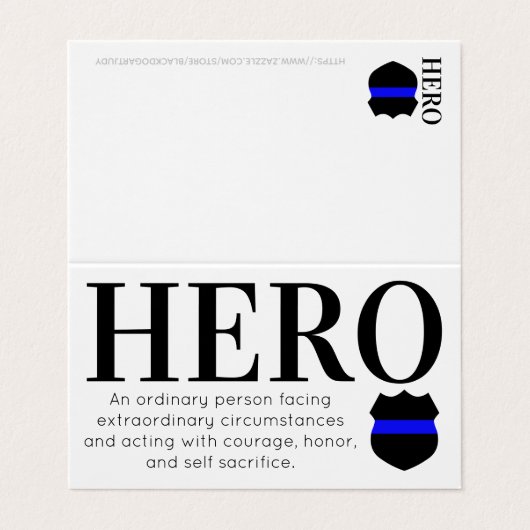 Hero Thin Blue Line Police Bedankt Visitekaartje (Buitenkant ongevouwen)