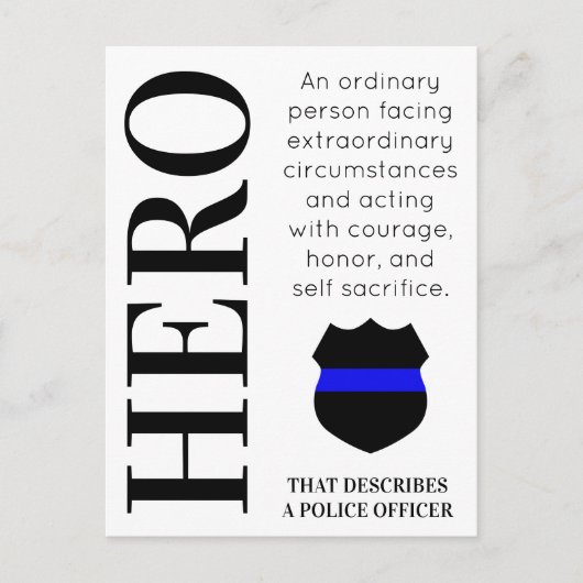 Hero Thin Blue Line Police Dank je Briefkaart (Voorkant)