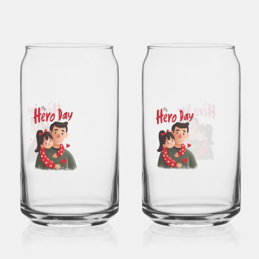 Hero Vaderdag Drinkware Set Blikvorm Glas (Voorkant)