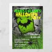 Hero Villian Halloween Party Invitation Bat Kaart (Voorkant / Achterkant)