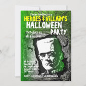 Hero Villian Halloween Party Invitation Kaart (Voorkant)