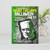 Hero Villian Halloween Party Invitation Kaart (Staand voorkant)