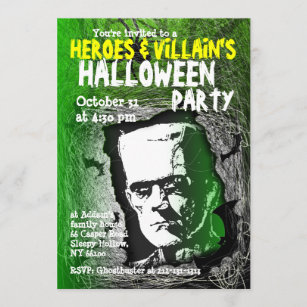 Hero Villian Halloween Party Invitation Kaart