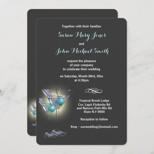 Heroefening van de cocktailbruiloft kaart (Voorkant / Achterkant)