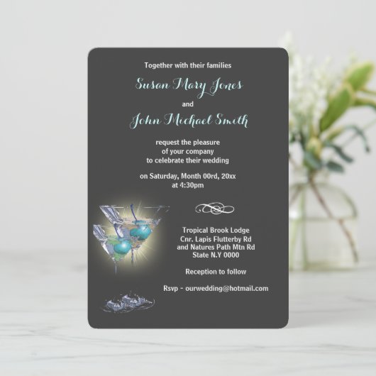 Heroefening van de cocktailbruiloft kaart (Staand voorkant)