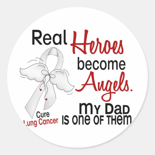 Heroes Become Angels Dad Lung Cancer Ronde Sticker (Voorkant)