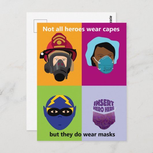 Heroes Draag maskers Voeg hier Hero in Briefkaart (Voorkant / Achterkant)