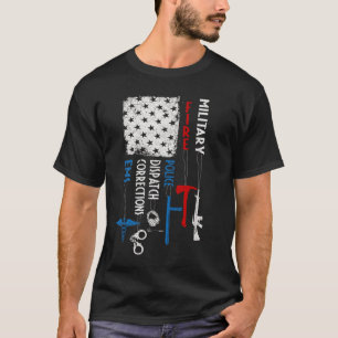 Heroes Flag EMS Correction Dispatch Police Fire M T-shirt