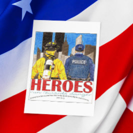 Heroes loopt naar het Inspirerend van gevaar Briefkaart