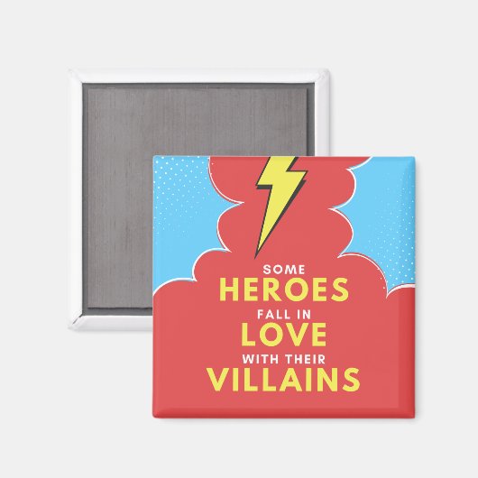 Heroes Love Villains - Lightning Square Magnet (Voorkant / Achterkant)