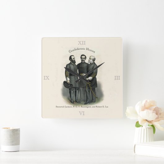 Heroes Stonewall Beauregard Lee Vierkante Klok (Huis)