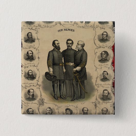 Heroes van de burgeroorlog vierkante button 5,1 cm (Voorkant)