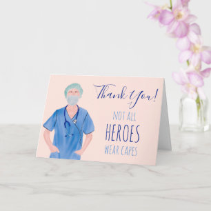Heroes verpleegster illustratie blauw roze bedankt kaart