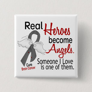 Heroes wordt Angels Brain Cancer Vierkante Button 5,1 Cm