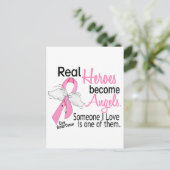 Heroes wordt Angels Breast Cancer Briefkaart (Staand voorkant)