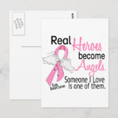 Heroes wordt Angels Breast Cancer Briefkaart (Voorkant / Achterkant)