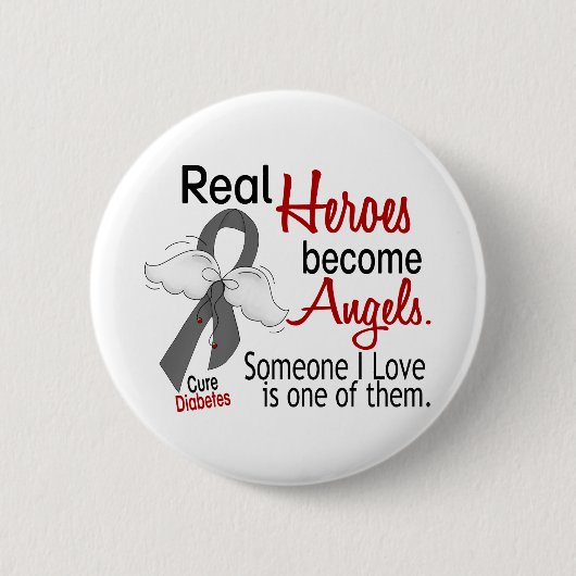 Heroes wordt Angels Diabetes Ronde Button 5,7 Cm (Voorkant)